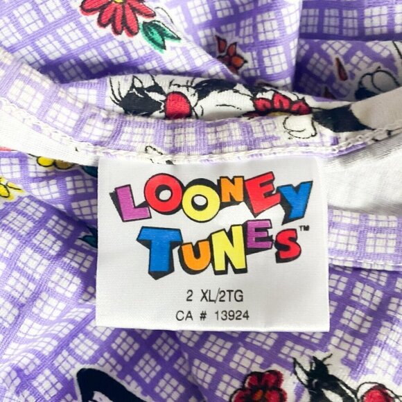 Looney Tunes Cat Sylvester J. Pussycat Sr. Floral Sleep Shirt 2XL - Picture 2 of 5